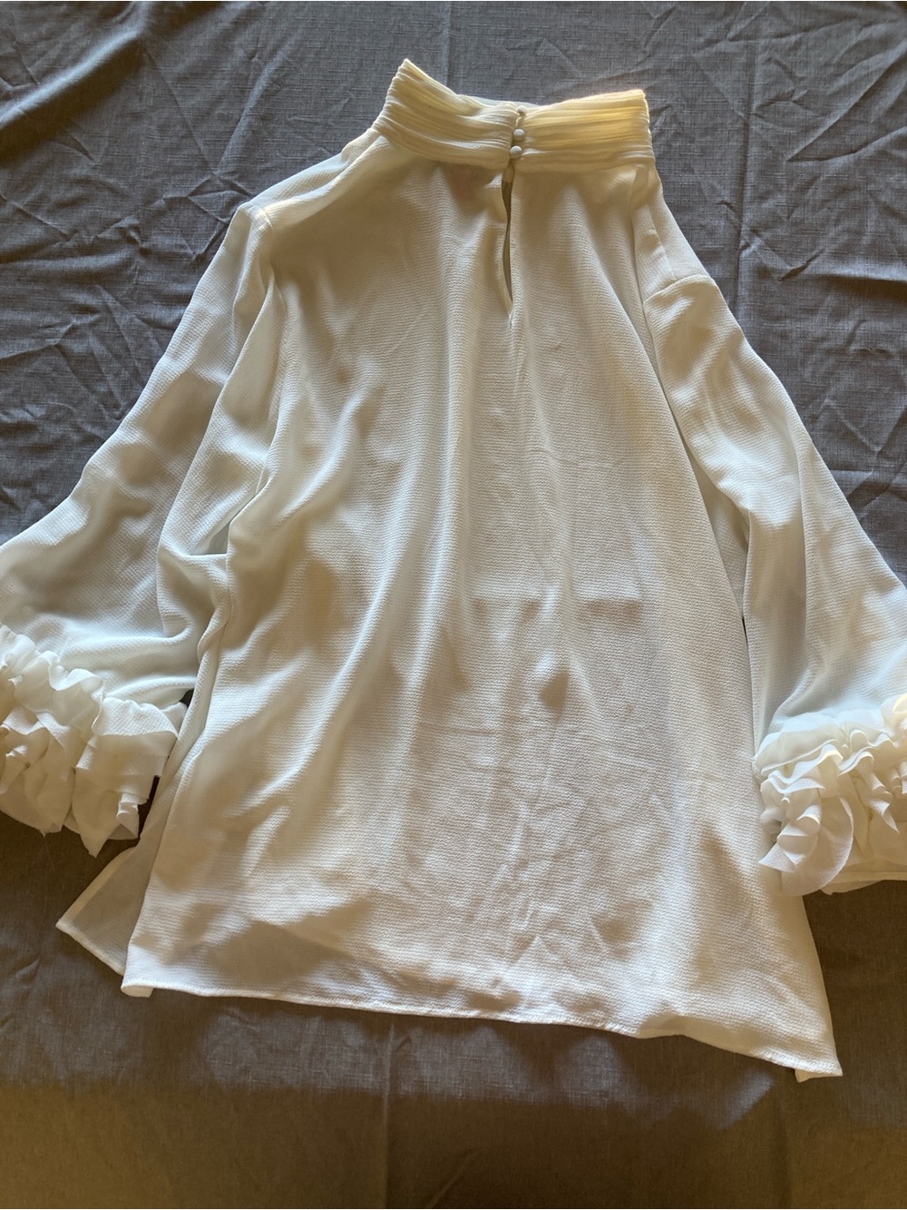 High neck ruffle white blouse Vince camuto romantic Victorian cottagecore fairy